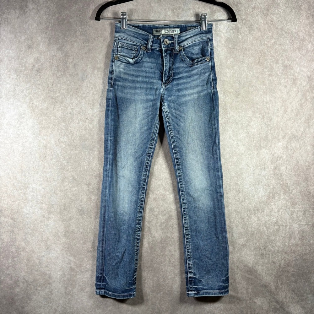 BKE Jeans Boys Size 10 Blue Conner Straight Leg Stretch Embroidered Pockets